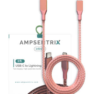 Lightning To USB Type C Cable (Non-MFI) (1 m / 3 ft) (AmpSentrix Infinity) (Pink)