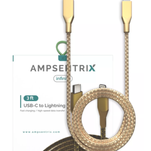 Lightning To USB Type C Cable (Non-MFI) (1 m / 3 ft) (AmpSentrix Infinity) (Gold)