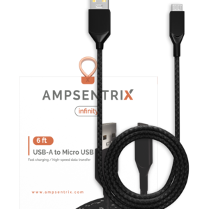 Micro USB To USB Type A Cable (1.8 m / 6 ft) (AmpSentrix Infinity) (Black)
