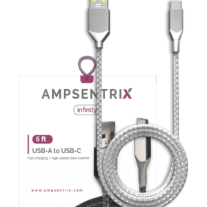 USB Type C To USB Type A Cable (1.8 m / 6 ft) (AmpSentrix Infinity) (Silver)