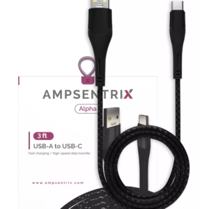 USB Type C To USB Type A Cable (1 m / 3 ft) (AmpSentrix Alpha) (Black)