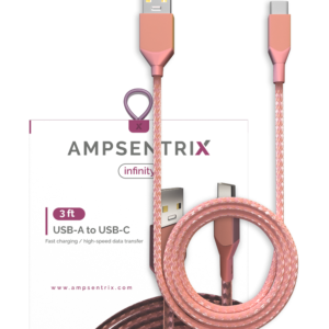 USB Type C To USB Type A Cable (1 m / 3 ft) (AmpSentrix Infinity) (Pink)
