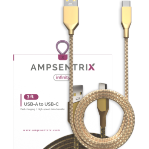 USB Type C To USB Type A Cable (1 m / 3 ft) (AmpSentrix Infinity) (Gold)