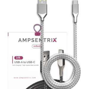 USB Type C To USB Type A Cable (1 m / 3 ft) (AmpSentrix Infinity) (Silver)