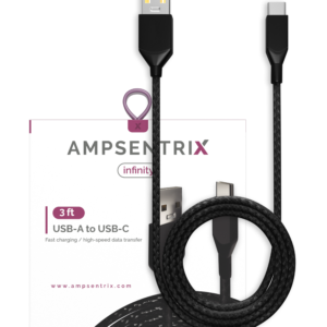 USB Type C To USB Type A Cable (1 m / 3 ft) (AmpSentrix Infinity) (Black)