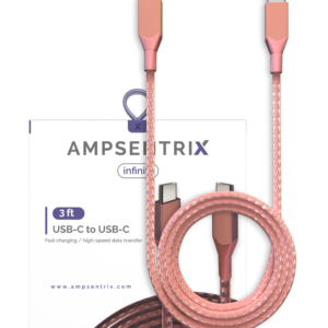 USB Type C To USB Type C Cable (1 m / 3 ft) (AmpSentrix Infinity) (Pink)