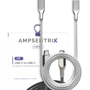 USB Type C To USB Type C Cable (1 m / 3 ft) (AmpSentrix Infinity) (Silver)