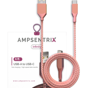 USB Type C To USB Type A Cable (1.8 m / 6 ft) (AmpSentrix Infinity) (Pink)
