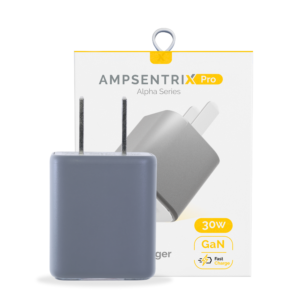 AmpSentrix Pro 30W 2-in-1 USB-C / USB-A GaN Wall Adapter (Natural Titanium)