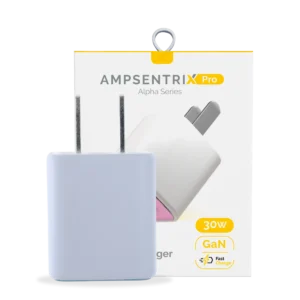 AmpSentrix Pro 30W 2-in-1 USB-C / USB-A GaN Wall Adapter (Pink)