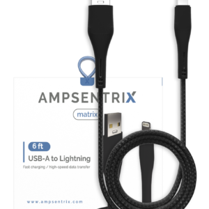 USB Type A To Lightning Cable (Non-MFI) (1.8 m / 6 ft) (AmpSentrix Matrix) (Black)